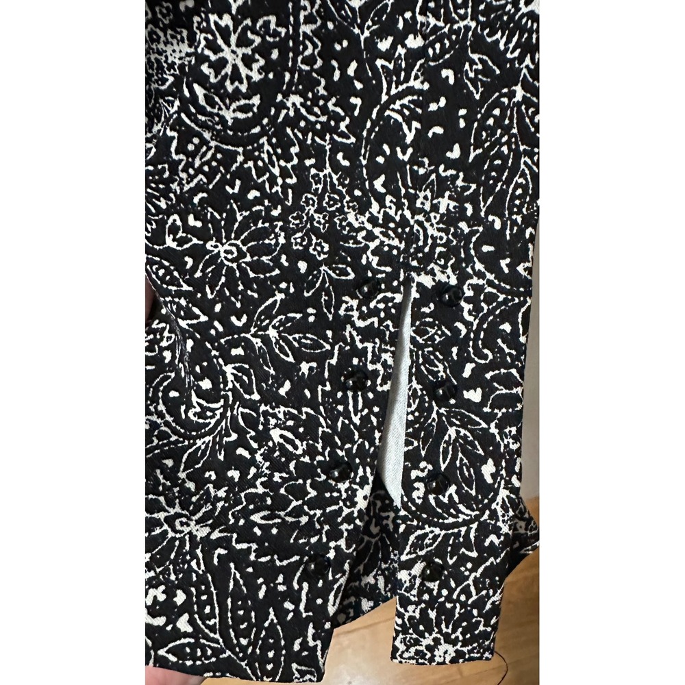 Counterparts Womens XL Black White Paisley Pull On Cropped Pants Button Hem - Picture 3 of 10